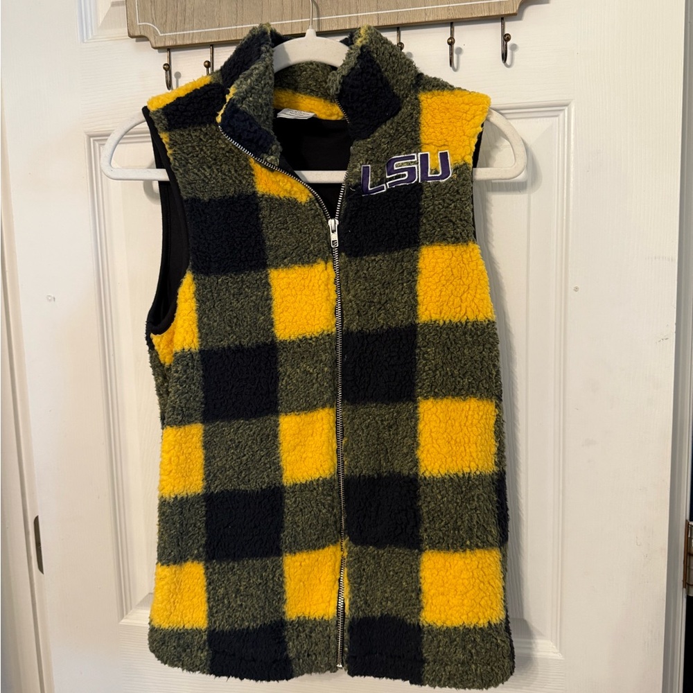 PINK Victoria's Secret Yellow and Black Checkered Vest